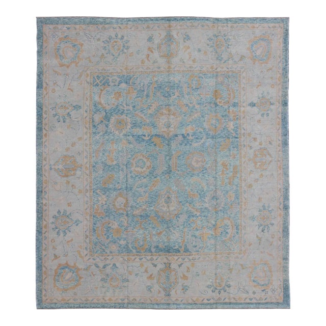Square Turkish Oushak Rug by Keivan Woven Arts 10'10 X 12'1 For Sale