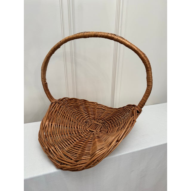 Monumental Vintage French Country Wicker Flower Gathering Basket For Sale - Image 9 of 12