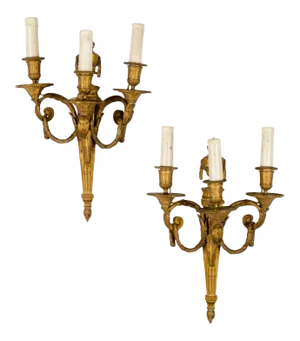 1930s Louis XVI French s Sconces in Bronze - a Pair