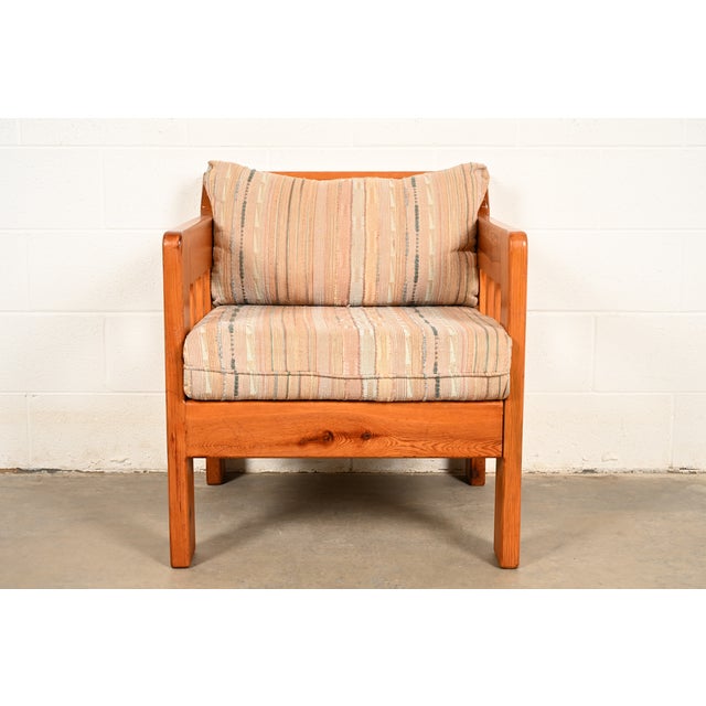 Mid-Century Modern Mid-Century Modern Knotty Pine Lounge Chair With Southwest Upholstery, Circa 1960s For Sale - Image 3 of 14