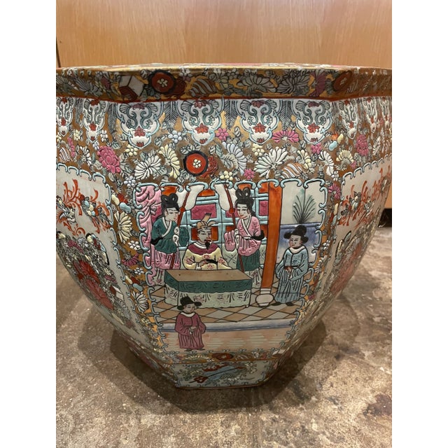 Antique Chinoiserie Octagonal Porcelain Planters - Set of 2 For Sale In Los Angeles - Image 6 of 13