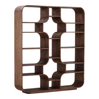 Century Walnut Solid Wood Shelf / Bookcase For Sale