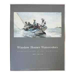 1986 National Gallery of Art Winslow Homer “Watercolors” Exhibition Framed Poster