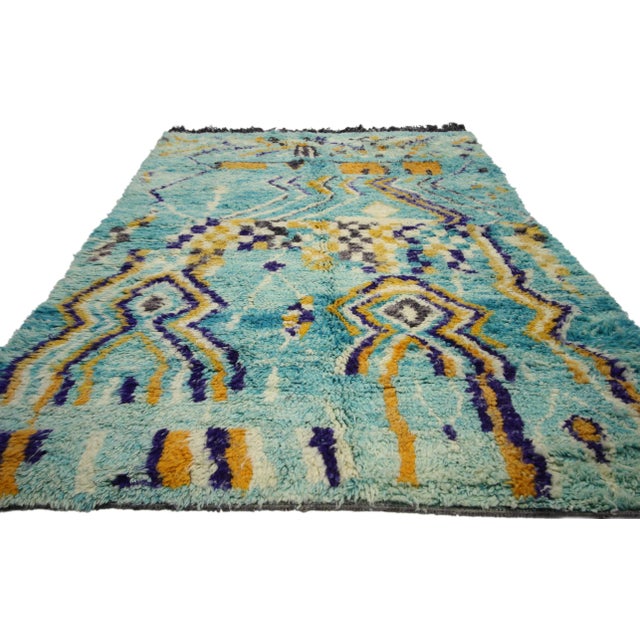 Postmodern Colorful Berber Moroccan Rug - 05'00 x 08'00 For Sale - Image 3 of 6