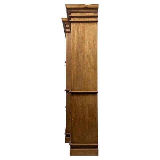 Antique 20th Century English Pine Breakfront Bookcase For Sale - Image 9 of 10