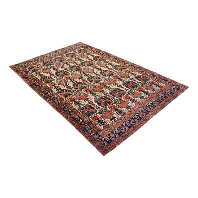 Middle Eastern Hand-Knotted Hand-Spun Wool Rug For Sale