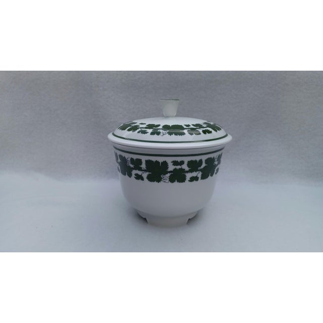 Vintage Porcelain Bonbonniere Lidded Sugar Bowl in Vine Leaf Pattern from Meissen, 1930s For Sale - Image 11 of 11