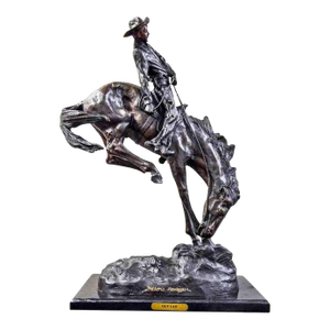 Outlaw Cast Bronze Sculpture on Marble Base, after Frederic Remington