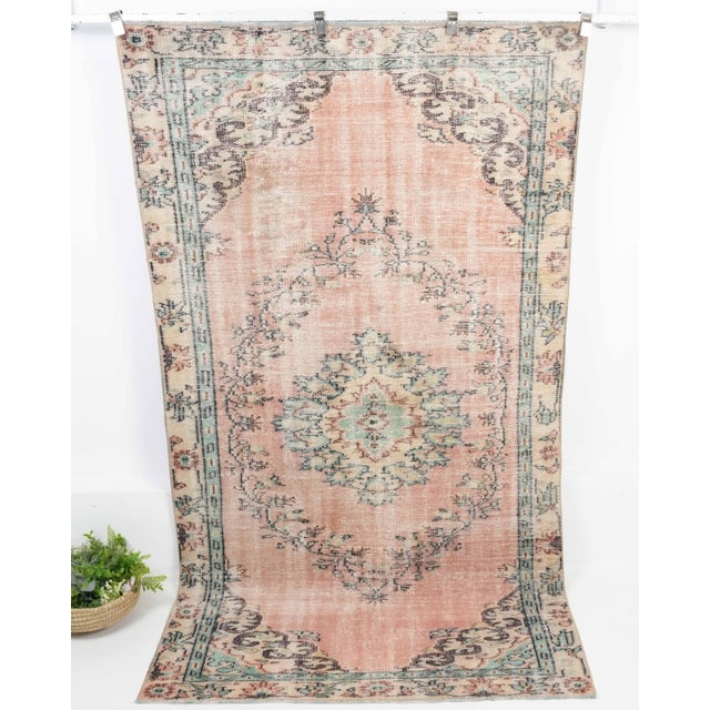1970s Vintage Turkish Oushak Handmade Wool Cotton Orange Area Rug For Sale - Image 9 of 11