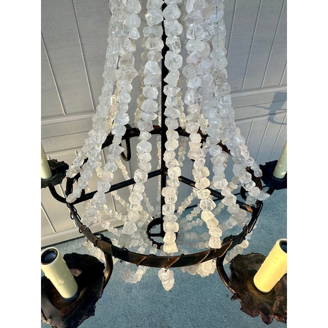 Vintage Iron and Rock Crystal Empire Chandelier For Sale - Image 9 of 11