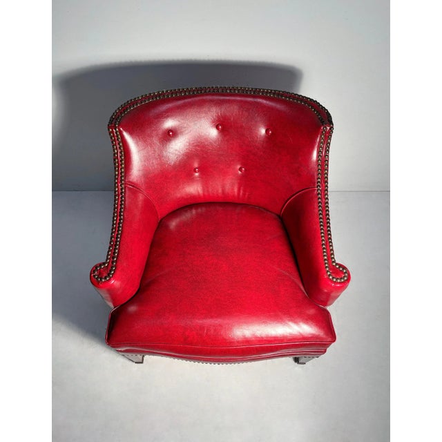 Mid-Century Modern Vintage Decorator Chair in Red "Faux" Leather on Castors For Sale - Image 3 of 5