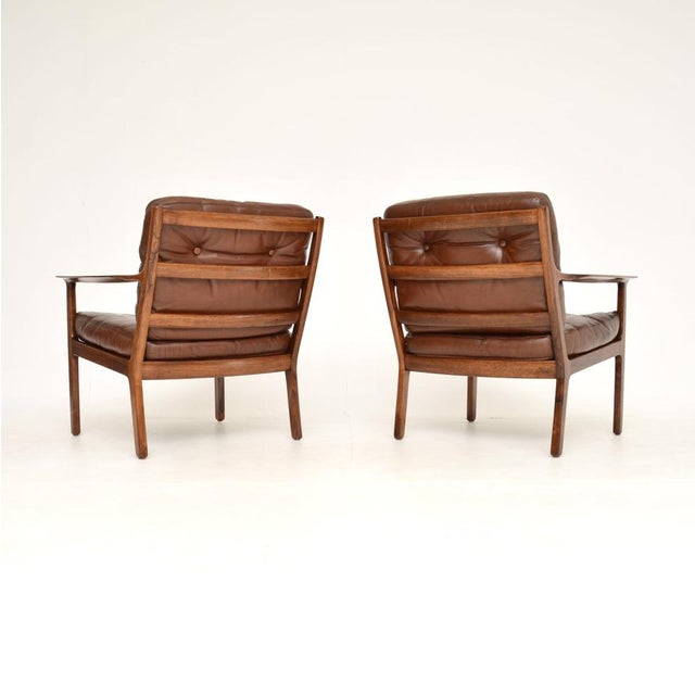 Vintage Scandinavian Leather Armchairs from Frederik Kayser, 1960s, Set of 2 For Sale - Image 4 of 14