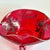 Mid-Century Modern Vintage 40th Anniversary Ruby Red Glass Heart Shaped Bowl With Silver Floral Overlay For Sale - Image 3 of 8