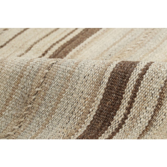 Textile Vintage Persian Kilim in White With Brown Stripes - Rug & Kilim For Sale - Image 7 of 7
