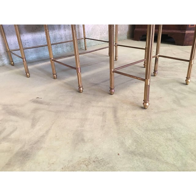19th Century Set of Three Nesting Tables in Brass and Mahogany, France For Sale - Image 4 of 13