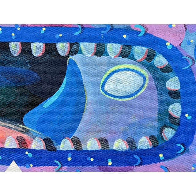 Cecilia Beaven Contemporary Abstract Purple and Blue Toned Biomorphic Dragon Figure Painting, 2021 For Sale - Image 10 of 11