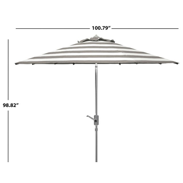 Transitional Iris Fashion Line 9Ft Round Umbrella, Grey & White/Chrome Pole For Sale - Image 3 of 6