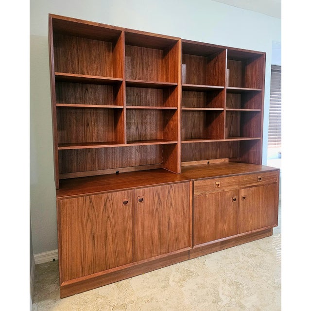 1960s 1960s Danish Teak Double Wall Unit by Erik Brouer for Brouer Mobelfabrik - Set of 2 For Sale - Image 5 of 12
