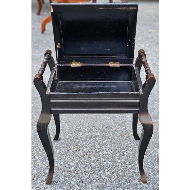 Ebony Early 20th Century Carved Wood Accent Storage Bench For Sale - Image 8 of 12