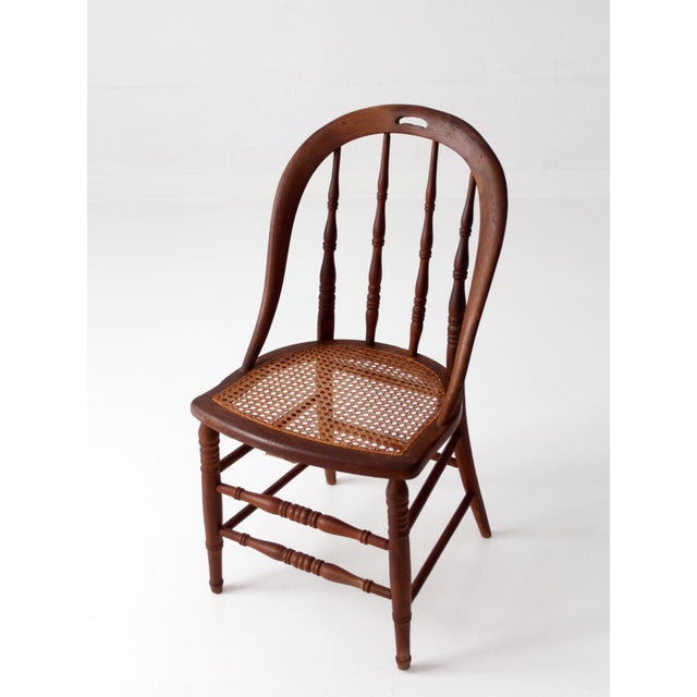 Antique Windsor Bow Back Chair With Cane Seat For Sale - Image 10 of 17