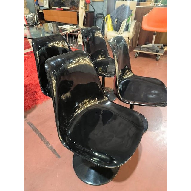 1960s Tulipe Chairs in Glass Resin in Bonzanini by Eero Saarinen, 1960s, Set of 4 For Sale - Image 5 of 11