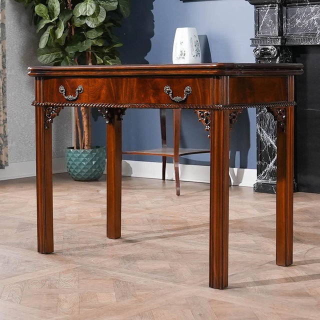Wood Niagara Furniture Chippendale Mahogany Game Table For Sale - Image 7 of 10