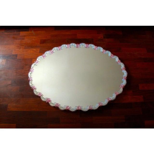 Large Iridescent Murano Glass 26 Rose Wall Mirror, Italy, 1960s For Sale - Image 12 of 14