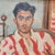 Mid-Century Modern Portrait of a Handsome Soccer Player, Oil on Canvas For Sale - Image 3 of 4