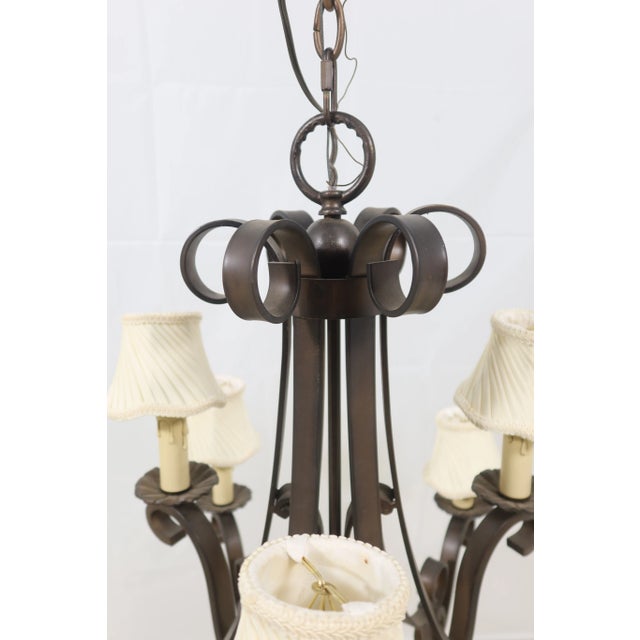 Traditional Heavy Wrought Iron 9 Arm Chandelier For Sale - Image 3 of 11
