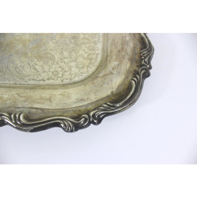 Mid 20th Century Vintage Square Silver Plated Bar Tray For Sale - Image 5 of 8
