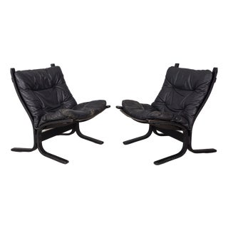 Vintage Siesta Armchairs in Leather by Ingmar Relling for Westnofa, 1970s, Set of 2 For Sale