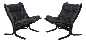 Vintage Siesta Armchairs in Leather by Ingmar Relling for Westnofa, 1970s, Set of 2