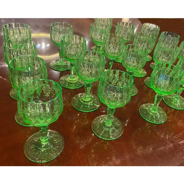 J. & L. Lobmeyr Sherry Wine Glasses with Green Maria Theresia Decor by Stefan Rath for Josef Lobmeyr, Austria, 1910s, Set of 12 For Sale - Image 4 of 12