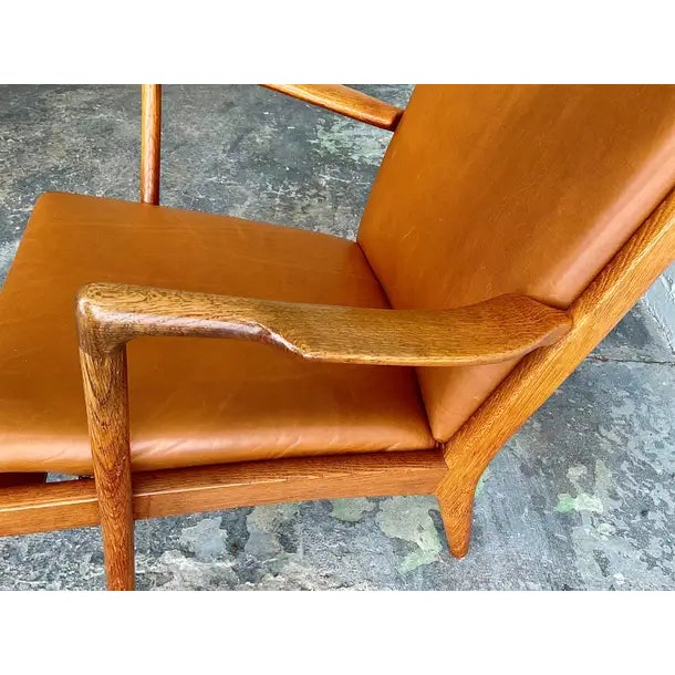 Vintage Hans Wegner Ap-16 Lounge Chair in Oak & Cognac Leather, 1951 For Sale - Image 9 of 12