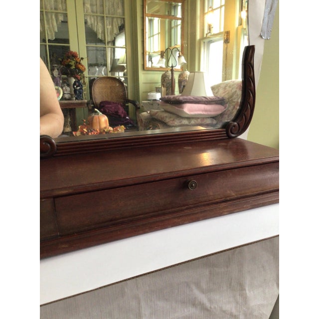 1940s Mahogany Tabletop Vanity Mirror With Drawer For Sale - Image 9 of 11