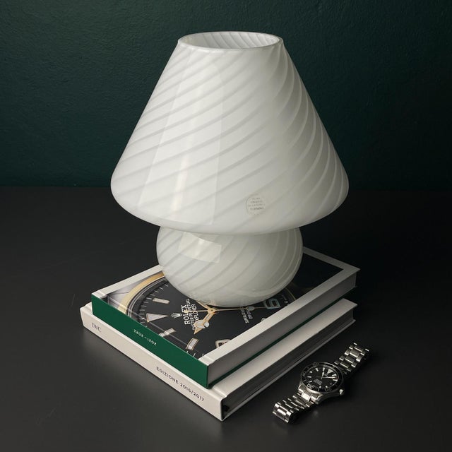 1970s Vintage Swirl Murano Glass Table Lamp Mushroom, Italy, 1970s For Sale - Image 5 of 15