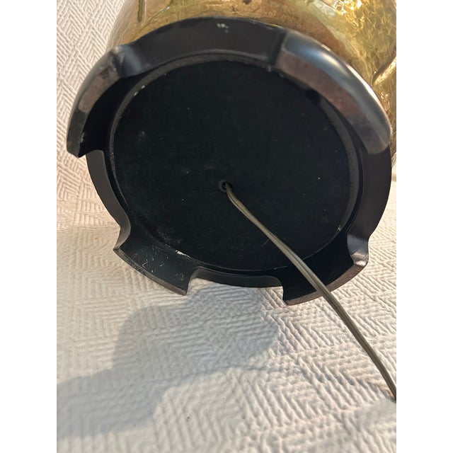 Vintage 1960’s Paul Hanson Hammered Brass Chinoiserie Table Lamps With Original Shades For Sale - Image 9 of 13