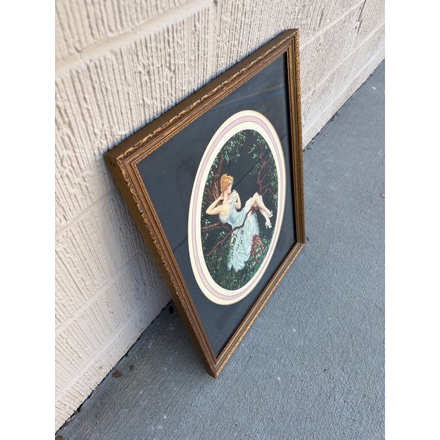 Printmaking Materials 1920's Framed French Artwork "Lovers Message" by Marcel Le Boulte For Sale - Image 7 of 8