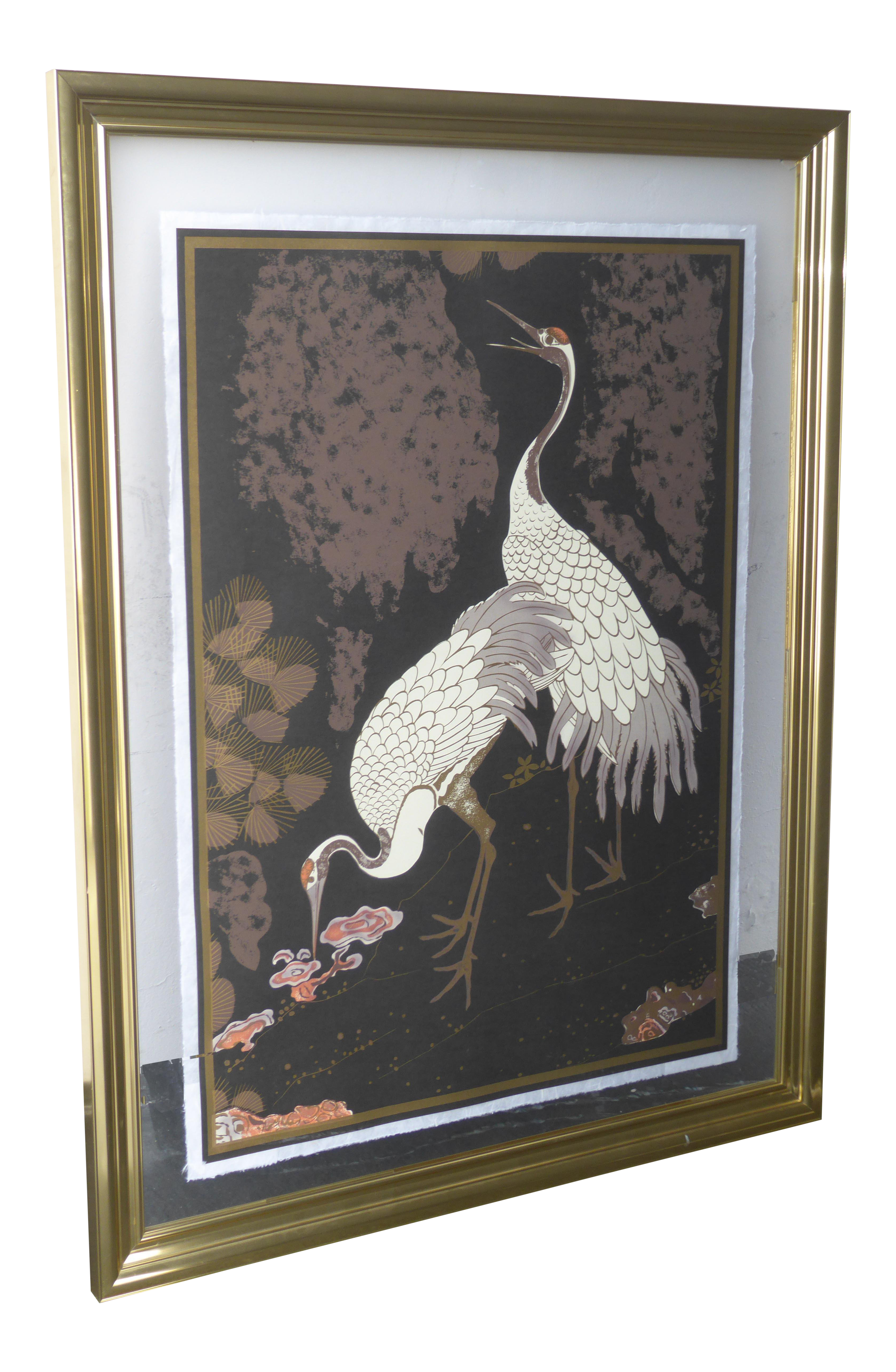 44" Tall Vintage Mid-Century Modern Turner Style "Two Crane Heron Birds" Print - image 0
