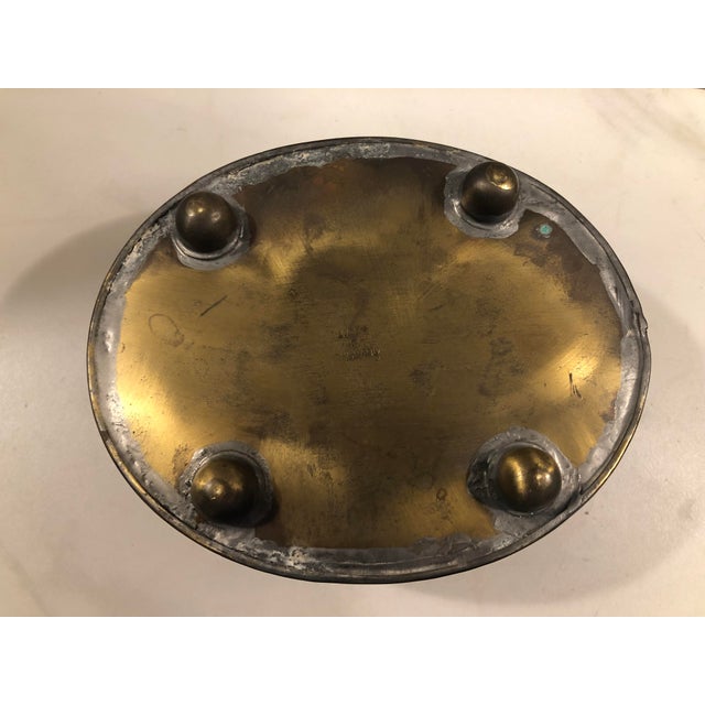 Brass 1950s English Oak Leaf Brass Planter, Footed For Sale - Image 8 of 11