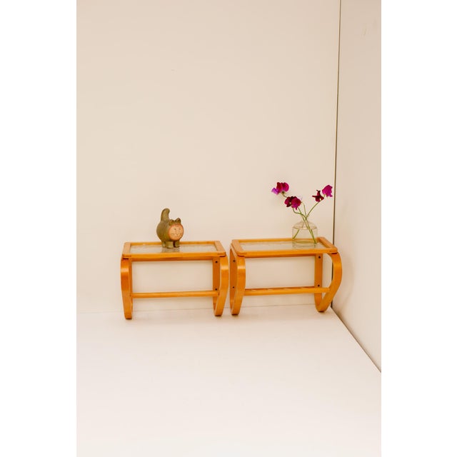 Scandinavian Bentwood and Glass Bedside Tables from Gemla, 1920s, Set of 2 For Sale - Image 9 of 14