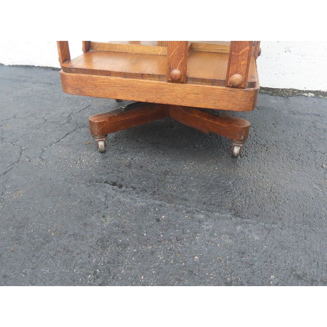 Early 1900s Oak Five Tier Rotating Revolving Bookcase 6894 For Sale - Image 12 of 18