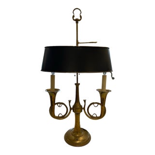 Vintage Chapman Attributed Hunting Horn Brass Bouillotte Lamp For Sale
