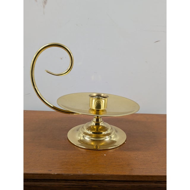 Vintage Baldwin Brass Swirl-Handle Chamberstick Taper Candle Holder For Sale In Washington DC - Image 6 of 10
