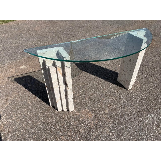 1970s Coastal Coquina Demi-Lune Table For Sale - Image 9 of 9