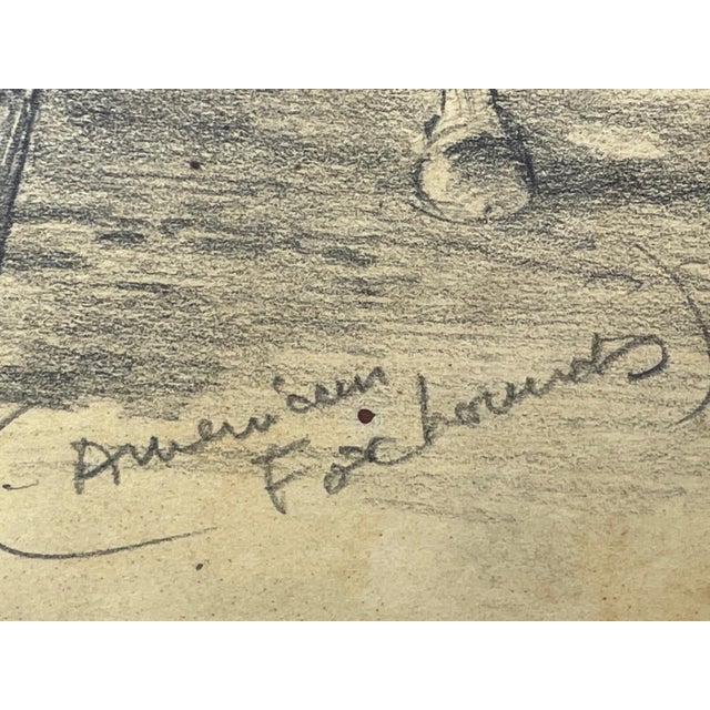 1950s Signed Michael Lyne “American Foxhounds” Framed Drawing, c.1950 – Pencil and Chalk British Sporting Art For Sale - Image 5 of 12