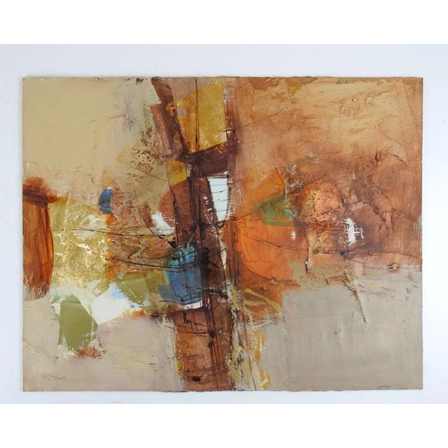 Wood Vintage Mid 20th Century Abstract Mixed Media Painting For Sale - Image 7 of 9