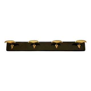Ebonized Wooden Coat Rack with Brass Knobs, 1950s For Sale