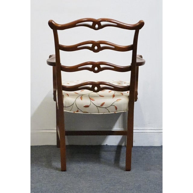 Vintage Antique Solid Mahogany Traditional Duncan Phyfe Style Ladderback Dining Arm Chair For Sale In Kansas City - Image 6 of 8
