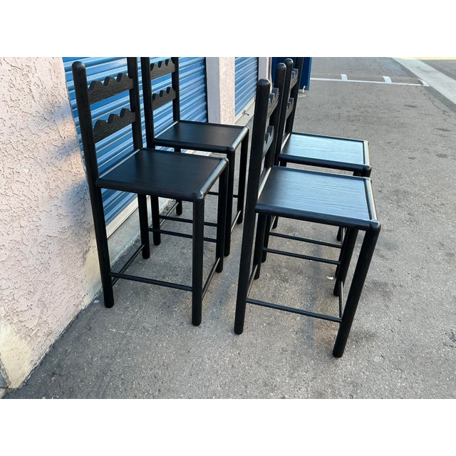 Black Solid Oak Country French Counter Stools-4 For Sale - Image 8 of 11